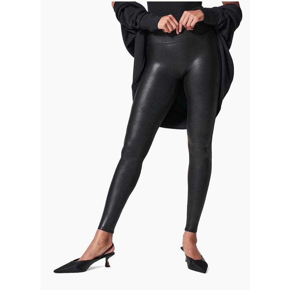 SPANX Faux Leather Leggings Black Size Small Petite